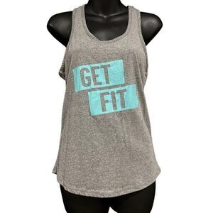 Get Fit Gray Teal Workout Racerback Tank Top Women’s Medium